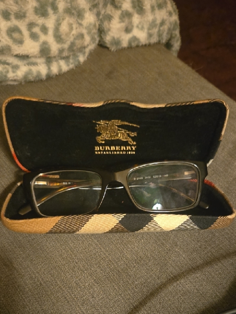 Burberry Black and Silver Rectangular Eyeglass Frames - Picture 4 of 6